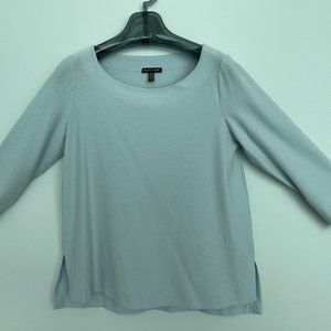 Eileen Fisher washable stretch crepe blouse - light grey